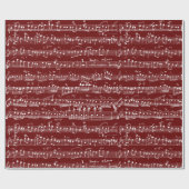 エレガントヴィンテージ手書きシート音楽ノート赤 ラッピングペーパー (フラット)