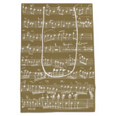 エレガントヴィンテージ手書きシート音楽ノート金ゴールド ミディアムペーパーバッグ (裏面)