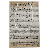 エレガントヴィンテージ手書きシート音楽ノートKraft ミディアムペーパーバッグ (正面)