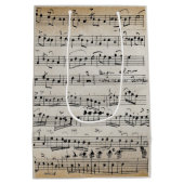 エレガントヴィンテージ手書きシート音楽ノートKraft ミディアムペーパーバッグ (裏面)