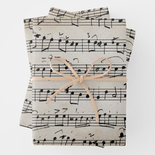 エレガントヴィンテージ手書きシート音楽ノートKraft ラッピングペーパーシート (インサイチュ)