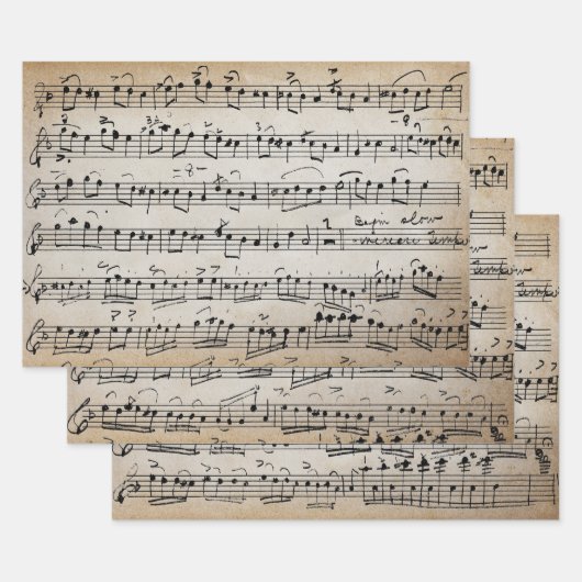 エレガントヴィンテージ手書きシート音楽ノートKraft ラッピングペーパーシート (セット)