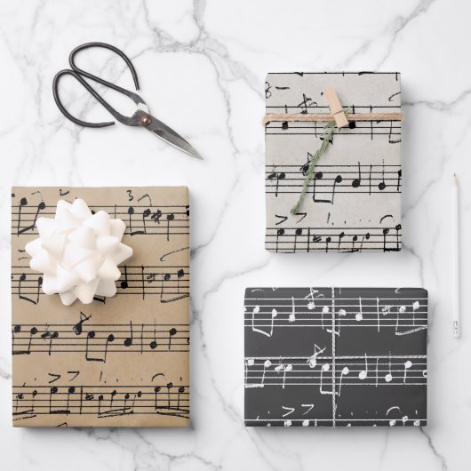 エレガントヴィンテージ手書きシート音楽ノートKraft ラッピングペーパーシート (正面)