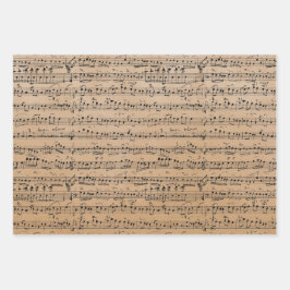 エレガントヴィンテージ手書きシート音楽ノートKraft ラッピングペーパーシート