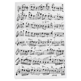 エレガントヴィンテージ手書き楽譜 ミディアムペーパーバッグ