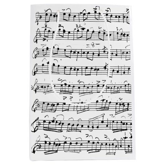 エレガントヴィンテージ手書き楽譜 ミディアムペーパーバッグ (正面)