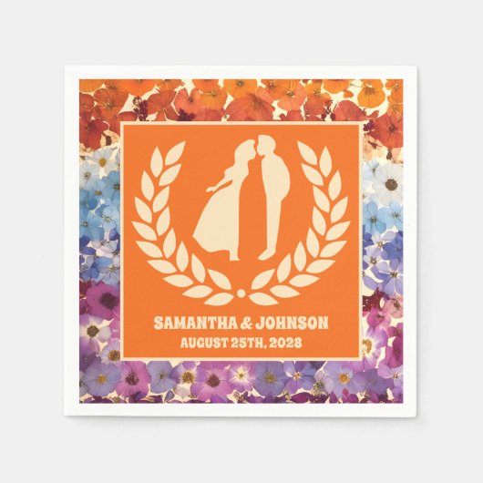 エレガントヴィンテージ押しグラデーション花結婚の スタンダードカクテルナプキン (正面)