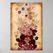 エレガントヴィンテージ押し花グラデーションの壁画 ポスター (正面)