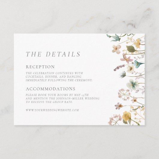 エレガントヴィンテージ押し花結婚詳細 エンクロージャーカード (正面)