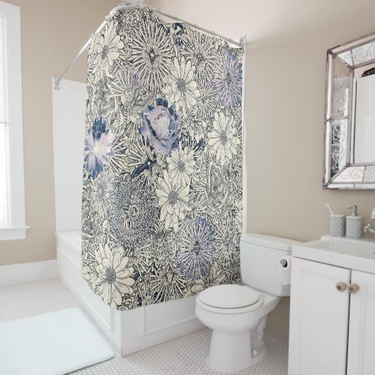 エレガントヴィンテージ抽象芸術フローラの背景 | シャワーカーテン (インサイチュ)