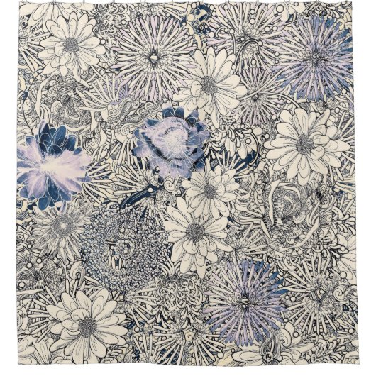 エレガントヴィンテージ抽象芸術フローラの背景 | シャワーカーテン (正面)