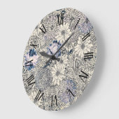 エレガントヴィンテージ抽象芸術フローラの背景 | ラージ壁時計 (傾斜)
