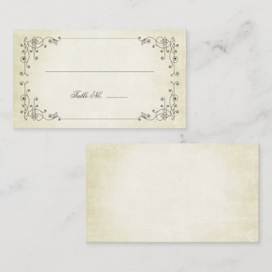 エレガントヴィンテージ擦り切れたアンティークルック プレイスカード (正面/裏面)