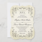 エレガントヴィンテージ擦り切れた紙ルック結婚ス 招待状 (正面)