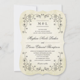 エレガントヴィンテージ擦り切れた紙ルック結婚ス 招待状