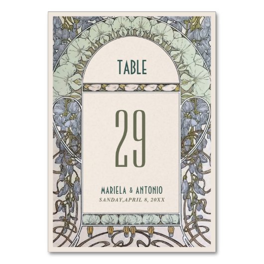 エレガントヴィンテージ新しい水結婚色テーブルn テーブルナンバー (正面)