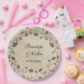 エレガントヴィンテージ新郎の名結婚前 ペーパープレート