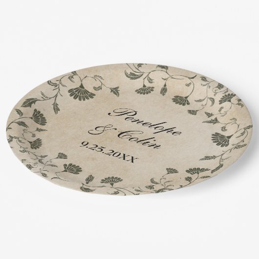 エレガントヴィンテージ新郎の名結婚前 ペーパープレート