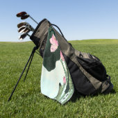 エレガントヴィンテージ日本のピンクレンスフラワー ゴルフタオル (グリーン)