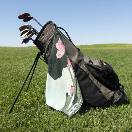 エレガントヴィンテージ日本のピンクレンスフラワー ゴルフタオル (グリーン)