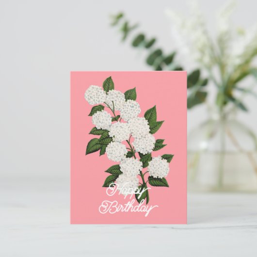 エレガントヴィンテージ日本のSnowballハッピーバースデー ポストカード (スタンド正面)