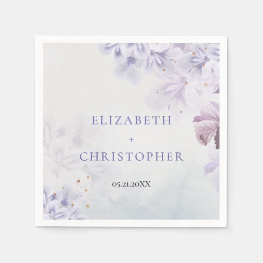 エレガントヴィンテージ春紫結婚の花 スタンダードカクテルナプキン (正面)
