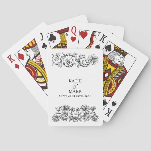 エレガントヴィンテージ書スクリプト結婚式の引き出物 トランプ (裏面)