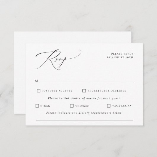 エレガントヴィンテージ書結婚の 出欠カード (正面/裏面)