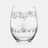 エレガントヴィンテージ書結婚文字 ステムなしワイングラス (正面)
