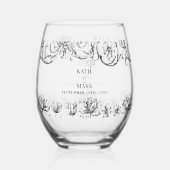 エレガントヴィンテージ書結婚文字 ステムなしワイングラス (裏面)