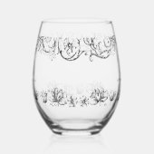 エレガントヴィンテージ書結婚文字 ステムなしワイングラス (左)