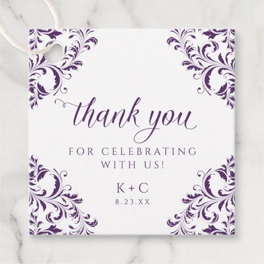 エレガントヴィンテージ梅パープル結婚ズ フェイバータグ (正面)