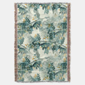 エレガントヴィンテージ植物性フローライラストレーション スローブランケット (正面縦)