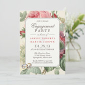 エレガントヴィンテージ植物性フローラ婚約パーティ 招待状 (スタンド正面)