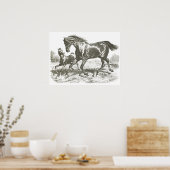 エレガントヴィンテージ母とベビーホースランニングズ ポスター (キッチン)