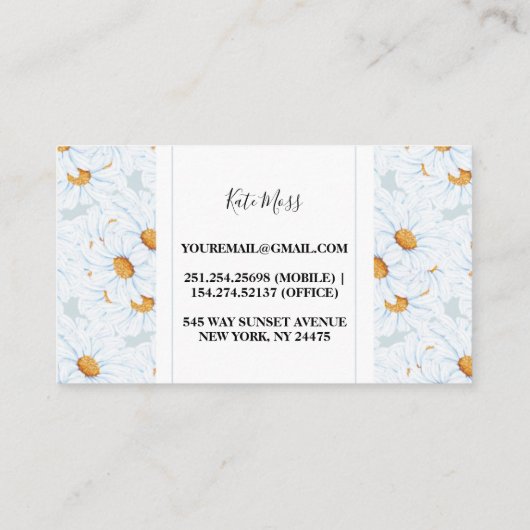 エレガントヴィンテージ水彩デイジー 名刺 (裏面)
