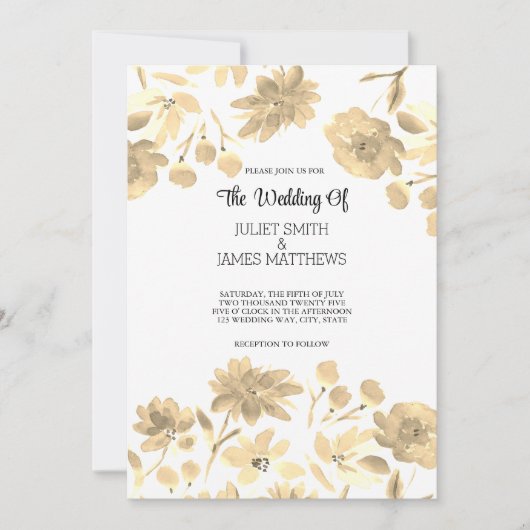 エレガントヴィンテージ水彩フローラデザイン 招待状 (正面)