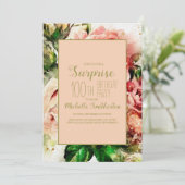 エレガントヴィンテージ水彩フローラ100誕生日 招待状 (スタンド正面)