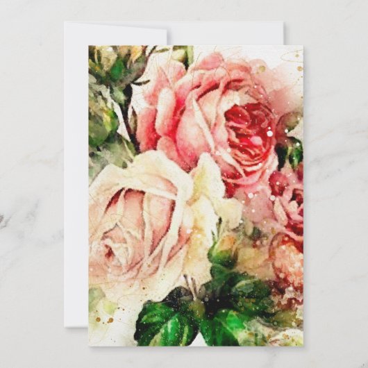 エレガントヴィンテージ水彩フローラ100誕生日 招待状 (裏面)