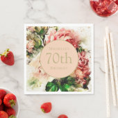 エレガントヴィンテージ水彩フローラ70誕生日 スタンダードランチョンナプキン (インサイチュ)