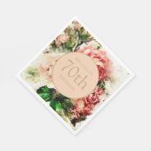 エレガントヴィンテージ水彩フローラ70誕生日 スタンダードランチョンナプキン (角)