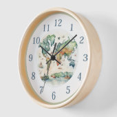 エレガントヴィンテージ水彩ワールドマップ 壁時計 (傾斜)