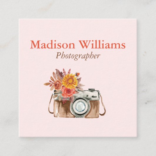 エレガントヴィンテージ水彩写真家 スクエア名刺 (正面)