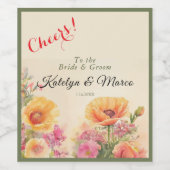 エレガントヴィンテージ水彩花 ワインラベル (シングルラベル)