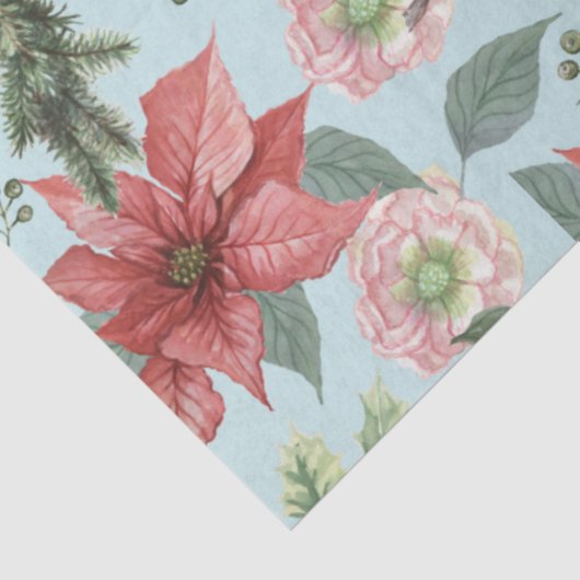 エレガントヴィンテージ水彩赤ポインセチア(鳥)ショウジョウコウカンチョウ 薄葉紙 (詳細)