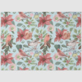 エレガントヴィンテージ水彩赤ポインセチア(鳥)ショウジョウコウカンチョウ 薄葉紙 (正面)