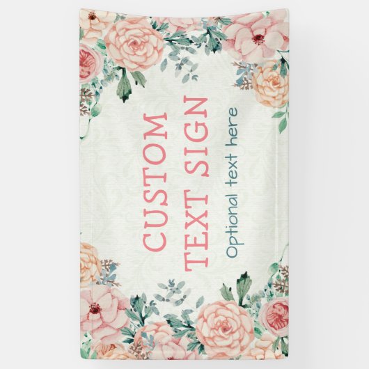 エレガントヴィンテージ水色フローラ赤ちゃんシャワー標識 横断幕 (縦)