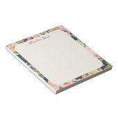 エレガントヴィンテージ海軍フローラパーソナライズされた名 ノートパッド (アングル)