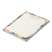 エレガントヴィンテージ海軍フローラパーソナライズされた名 ノートパッド (回転)