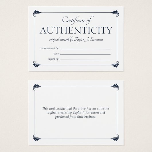 エレガントヴィンテージ海軍信用証明書 (正面&裏面)